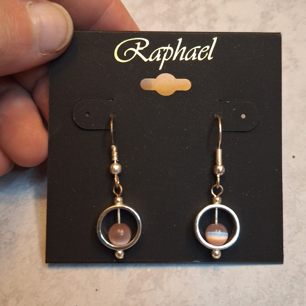 Raphael Silver and Pink Dangle Earrings